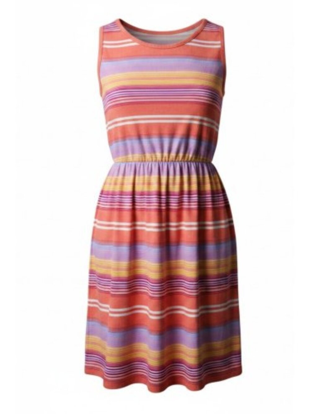 GAP Orange Striped Cut Out Ruffled Trim Back Sleeveless Dress Girls Size 10